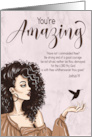 Christian Encouragement with African American Woman and Hummingbird card