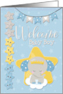 Welcome Baby Boy with Stars and Baby Elephant card