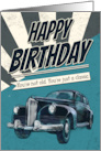 Retro Car Poster with Distressed Like Background for Happy Birthday card