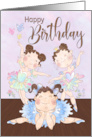 Dancing Ballerinas with Flowers and Birds for Happy Birthday for Her card