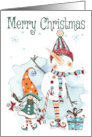 Merryn Christmas with Watercolor Snowman and Gnome card