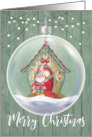 Merry Christmas with Gnome and House in Decoration Globe card