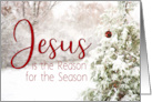 Christian Merry Christmas with Winter Background Jesus is the Reason card