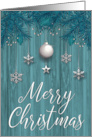 Christian Merry Christmas with Silver Decorations card