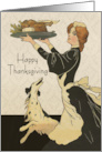 Vintage Happy Thanksgiving with Woman and Dog card