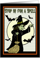 Stop in for a Spell Witch Halloween Party Invitation card