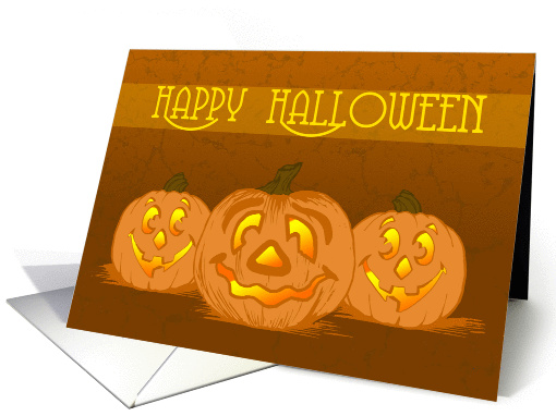 Carved Lit Pumpkins Smiling and Laughing for Halloween card (1290686)
