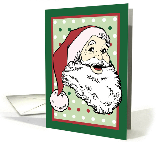 Jolly Santa Claus with Polka Dot Background for Christmas card