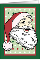Jolly Santa Claus with Polka Dot Background for Christmas card