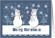 Cute Snowmen on a Winter’s Night for Christmas card