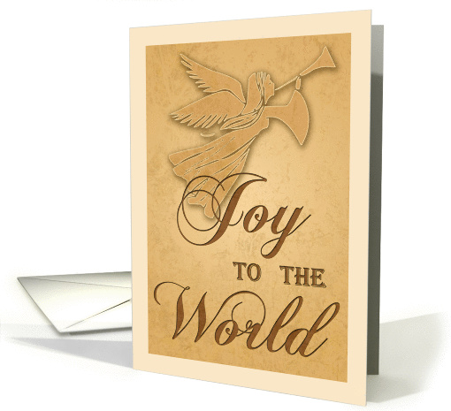 Joy to the World Christian Hymn with Angel for Christmas card