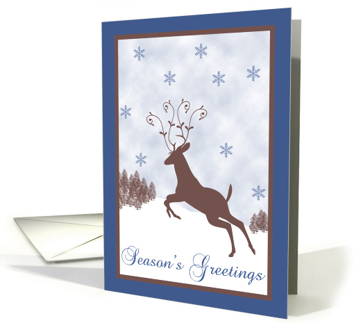 Reindeer Jumping on a Snowy Day for Christmas card (1299634)
