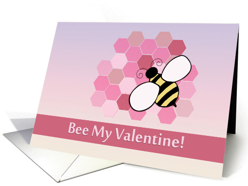 Bee My Valentine with Honey Bee on Honeycomb Pink Accents card