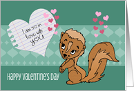 An Adorable Chipmunk Looks Lovingly at a Notepaper Heart card