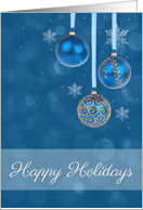 Blue Ornament Happy Holidays card
