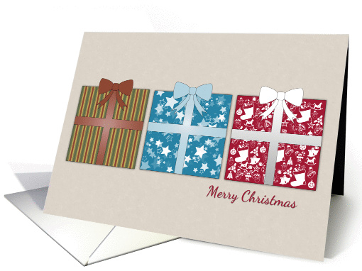 Wrapped Gifts on a Beige Background for Christmas card (1305966)