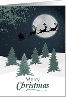 Santa’s Sleigh on a Snowy Night Christmas card