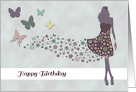 Silhouette Butterfly and Flower Birthday Card