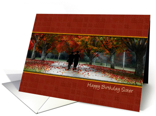 Walking Sisters in a Tree LIned Path Birthday card (1309412)
