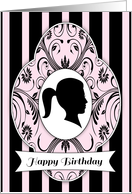 Black and Pink Silhouette Girl’s Birthday Card