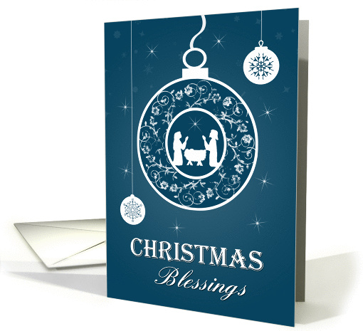 Manger Scene in Ornament for Christmas Blessings card (1312306)