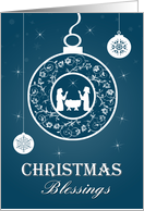 Manger Scene in Ornament for Christmas Blessings card