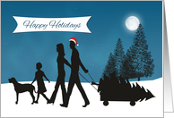 Family Cutting Christmas Tree card