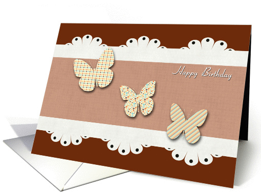 Three Butterflies with Retro Patterns Birthday card (1316260)