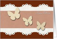Three Butterflies with Retro Patterns Birthday Card