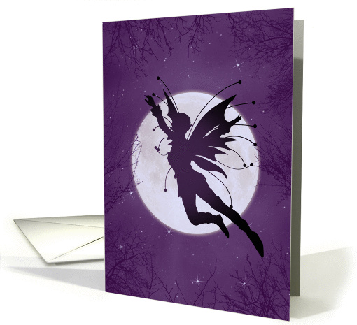 Silhouette Fairy Flying in Front of the Moon Birthday card (1319862)
