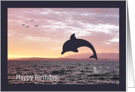 Silhouette Dolphin Leaping from the Ocean Birthday Card