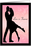 Silhouette Couple Embracing for this Love is Forever Card