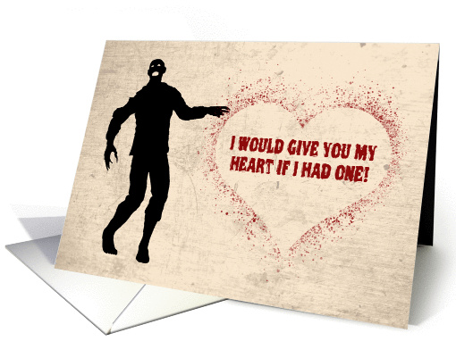 Funny Zombie with Blood Splatter Heart Valentines Day card (1326394)