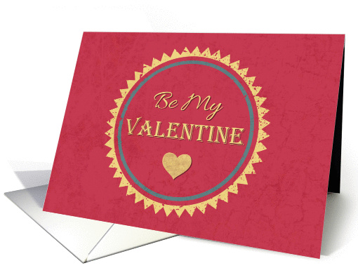 Retro Be My Valentine Card with Vintage Border and Heart card
