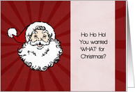 Funny Retro Christmas Card with Cartoon Laughing Santa card