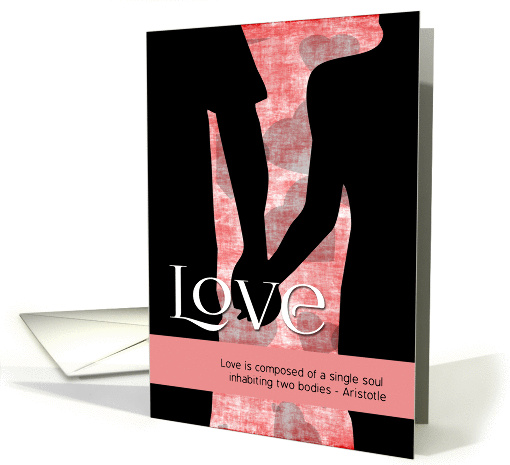 Silhouette Couple Holding Hands with Aristotle Quote Valentines card