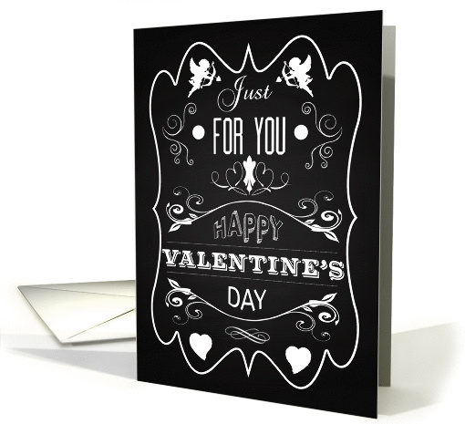 Creative Chalk Happy Valentines Day Card with Cupids and Hearts card