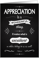 Chalkboard Thank You Card with Appreciation Quote from Voltaire card