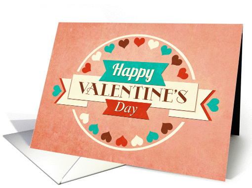Retro Style Valentines Day Card with Hearts card (1341354)