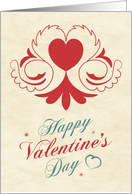 Red Ornamental Heart Valentines Day Card