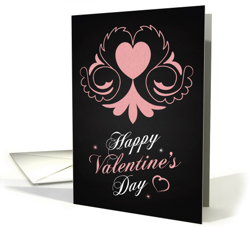 Chalk Pink Ornamental Heart Valentines Day card (1343580)