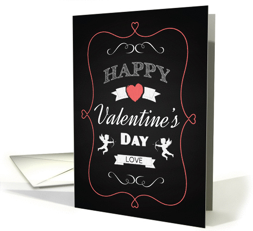 Chalk Heart and Cupid Retro Valentine Day card (1344176)