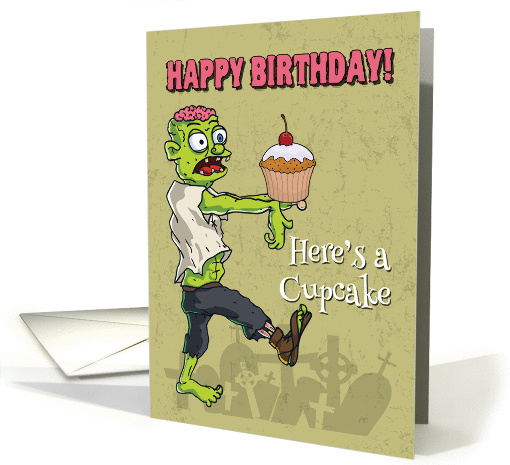 Zombie with a Cupcake Funny Birthday card (1346352)