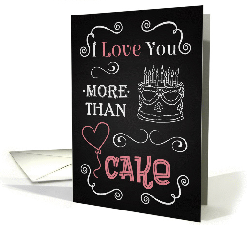 I Love You More Than Cake Chalkboard Birthday card (1347540)