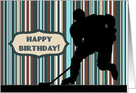 Silhouette Hockey Player Happy Birthday card