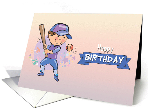 Cute Boy Playing Baseball Birthday card (1350610)