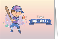 Cute Boy Playing Baseball Birthday Card