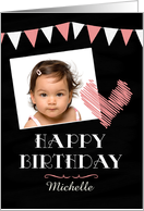 Photo Chalkboard with Heart Personalized Birthday Card
