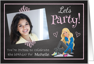 Custom Photo Chalkboard Girl Birthday Party Invitation card