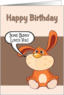 Orange Cartoon Baby Bunny with Freckles and Pun Saying card